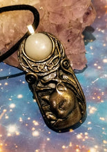 Load image into Gallery viewer, Bastet, Egyptian Cat Goddess Necklace | Moonstone | Bast Small Statue Art Figurine