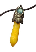 Load image into Gallery viewer, Gold Honey Bee Crystal Necklace | Citrine or Labradorite Stone | Queen, Bumble Bee Lovers Gifts