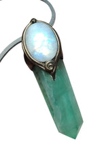 Load image into Gallery viewer, Forest Goddess Necklace | Green Fluorite and Moonstone Pendant. Witch Jewelry