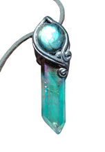Load image into Gallery viewer, PREORDER Indigo Starseed Necklace | Aqua Aura Quartz Crystal & Blue Labradorite Pendant | Soul Awakening Jewelry