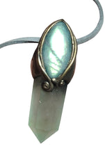 Load image into Gallery viewer, Green Wizard. Fluorite Necklace Pendant | Labradorite Witchy Jewerly
