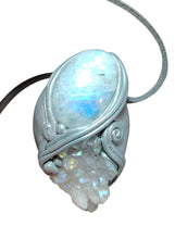 Load image into Gallery viewer, Guardian Angel Necklace | Angel Aura Quartz & Rainbow Moonstone | Angelic Archangelic Healing Protection Jewelry