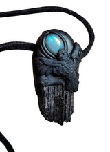 Load image into Gallery viewer, PREORDER The Crow Raven Necklace | Black Tourmaline & Labradorite Pendant | Dark Black Crystal Jewelry