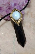 Load image into Gallery viewer, The Shield, Empath Protection Necklace | Moonstone & Obsidian | Reject Evil Eye and Negativity