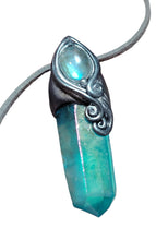 Load image into Gallery viewer, PREORDER Indigo Starseed Necklace | Aqua Aura Quartz Crystal & Blue Labradorite Pendant | Soul Awakening Jewelry