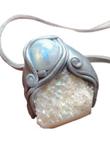 Load image into Gallery viewer, Guardian Angel Necklace | Angel Aura Quartz & Rainbow Moonstone | Angelic Archangelic Healing Protection Jewelry
