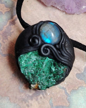 Load image into Gallery viewer, Heart of the Shaman Necklace | Raw Malachite Labradorite Pendant | Shamanic Tools Jewelry