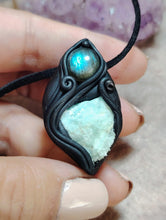 Load image into Gallery viewer, PREORDER Sirian Starseed Necklace | Raw Blue Hemimorphite Specimen Pendant | Sirius Constellation Ascension Jewelry