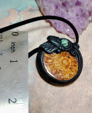 Load image into Gallery viewer, Golden Ratio. Sacred Geometry Art Jewelry | Ammonite & Turquoise Pendant | Fibonacci Sequence Necklace with Healing Crystals