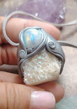 Load image into Gallery viewer, Guardian Angel Necklace | Angel Aura Quartz & Rainbow Moonstone | Angelic Archangelic Healing Protection Jewelry