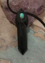 Load image into Gallery viewer, Shield, Psychic Protection Pendant Necklace | Fire Opal and Black Obsidian Jewelry