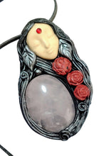 Load image into Gallery viewer, Love Witch. Aphrodite Goddess Statue Figurine Necklace | Rose Quartz, Moonstone | Divine Feminine Jewelry
