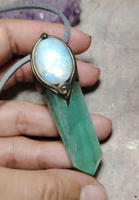 Load image into Gallery viewer, Forest Goddess Necklace | Green Fluorite and Moonstone Pendant. Witch Jewelry