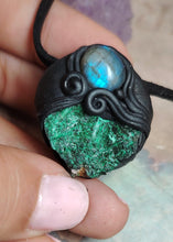 Load image into Gallery viewer, Heart of the Shaman Necklace | Raw Malachite Labradorite Pendant | Shamanic Tools Jewelry