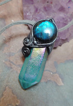 Load image into Gallery viewer, PREORDER Indigo Starseed Necklace | Aqua Aura Quartz Crystal & Blue Labradorite Pendant | Soul Awakening Jewelry