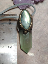 Load image into Gallery viewer, Green Wizard. Fluorite Necklace Pendant | Labradorite Witchy Jewerly