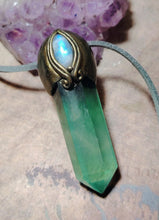Load image into Gallery viewer, Forest Goddess Necklace | Green Fluorite and Moonstone Pendant. Witch Jewelry