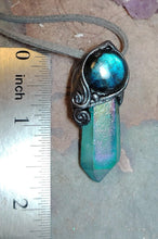 Load image into Gallery viewer, PREORDER Indigo Starseed Necklace | Aqua Aura Quartz Crystal & Blue Labradorite Pendant | Soul Awakening Jewelry