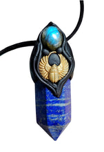Load image into Gallery viewer, Egyptian Scarab Necklace | Lapis Lazuli Pendant | Winged Gold Beetle Egypt Jewelry