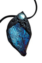 Load image into Gallery viewer, PREORDER Andromedan. Kyanite Crystal Pendant Labradorite Necklace | Starseed Andromeda Origins Jewelry