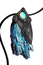 Load image into Gallery viewer, Dragons Breath, Mexican Fire Opal and Aura Kyanite Necklace. Mythical Jewelry