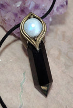 Load image into Gallery viewer, The Shield, Empath Protection Necklace | Moonstone & Obsidian | Reject Evil Eye and Negativity