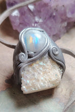 Load image into Gallery viewer, Guardian Angel Necklace | Angel Aura Quartz & Rainbow Moonstone | Angelic Archangelic Healing Protection Jewelry