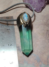 Load image into Gallery viewer, Forest Goddess Necklace | Green Fluorite and Moonstone Pendant. Witch Jewelry