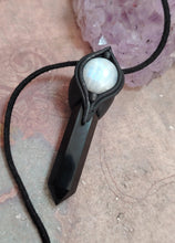 Load image into Gallery viewer, The Shield, Empath Protection Necklace | Moonstone & Obsidian | Reject Evil Eye and Negativity