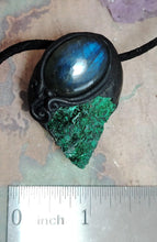 Load image into Gallery viewer, Heart of the Shaman Necklace | Raw Malachite Labradorite Pendant | Shamanic Tools Jewelry