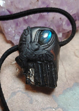 Load image into Gallery viewer, PREORDER The Crow Raven Necklace | Black Tourmaline & Labradorite Pendant | Dark Black Crystal Jewelry