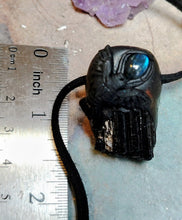 Load image into Gallery viewer, PREORDER The Crow Raven Necklace | Black Tourmaline & Labradorite Pendant | Dark Black Crystal Jewelry