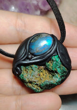 Load image into Gallery viewer, Heart of the Shaman Necklace | Raw Malachite Labradorite Pendant | Shamanic Tools Jewelry