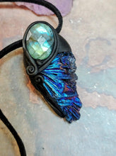 Load image into Gallery viewer, Midnight, Aura Blue Kyanite Pendant | Labradorite Specimen Crystal Jewelry