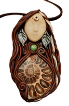 Load image into Gallery viewer, White Buffalo Calf Woman Necklace | Turquoise & Ammonite Fossil Pendant | Lakota Native American Jewelry