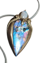 Load image into Gallery viewer, PREORDER The High Priestess | Purple Labradorite, Divine Feminine Art Necklace | Spectrolite & Moonstone Pendant