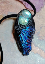 Load image into Gallery viewer, Midnight, Aura Blue Kyanite Pendant | Labradorite Specimen Crystal Jewelry