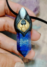 Load image into Gallery viewer, Egyptian Scarab Necklace | Lapis Lazuli Pendant | Winged Gold Beetle Egypt Jewelry