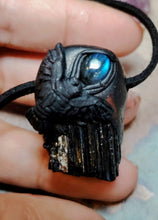 Load image into Gallery viewer, PREORDER The Crow Raven Necklace | Black Tourmaline & Labradorite Pendant | Dark Black Crystal Jewelry