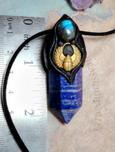 Load image into Gallery viewer, Egyptian Scarab Necklace | Lapis Lazuli Pendant | Winged Gold Beetle Egypt Jewelry