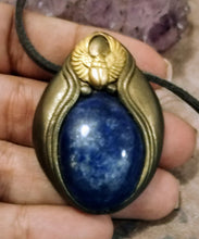 Load image into Gallery viewer, Egyptian Winged Scarab Necklace | Egypt Magic Symbol Pendant | Lapis Lazuli Jewelry