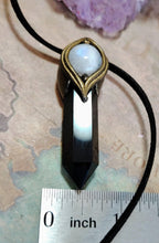 Load image into Gallery viewer, Shield, Empath Protection Jewelry | Black Obsidian Moonstone Necklace Pendant against Evil Eye, Witchcraft, Negativity