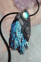 Load image into Gallery viewer, Dragons Breath, Mexican Fire Opal and Aura Kyanite Necklace. Mythical Jewelry