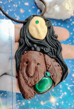 Load image into Gallery viewer, Bear Goddess Spirit Animal Necklace | Malachite Pendant | Courage and Strength Totem Jewelry