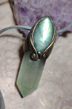 Load image into Gallery viewer, Green Wizard. Fluorite Necklace Pendant | Labradorite Witchy Jewerly