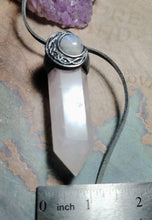 Load image into Gallery viewer, Crescent Moon Phases Wand Necklace | Triple Goddess Gemstone Witch Jewelry