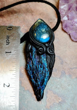 Load image into Gallery viewer, Midnight, Aura Blue Kyanite Pendant | Labradorite Specimen Crystal Jewelry