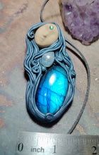Load image into Gallery viewer, Selene, Triple Moon Goddess Necklace | Moonstone & Labradorite | Witchy, Wiccan Jewelry