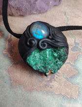 Load image into Gallery viewer, Heart of the Shaman Necklace | Raw Malachite Labradorite Pendant | Shamanic Tools Jewelry