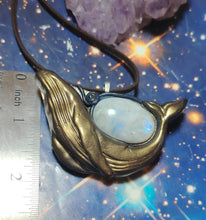 Load image into Gallery viewer, Whale Spirit Animal Art Necklace | Moonstone & Labradorite | Coastal Jewelry Gift